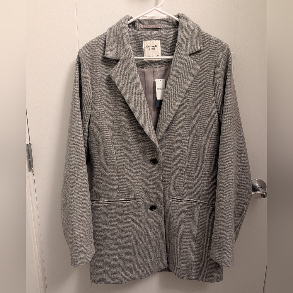 A&F Herringbone Blazer Jacket - Gray